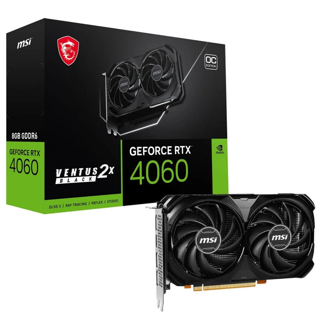 Foto do Produto Placa de Video 8GB EXP. GF-RTX4060 Msi Ventus 2X Oc Black 912-516-209