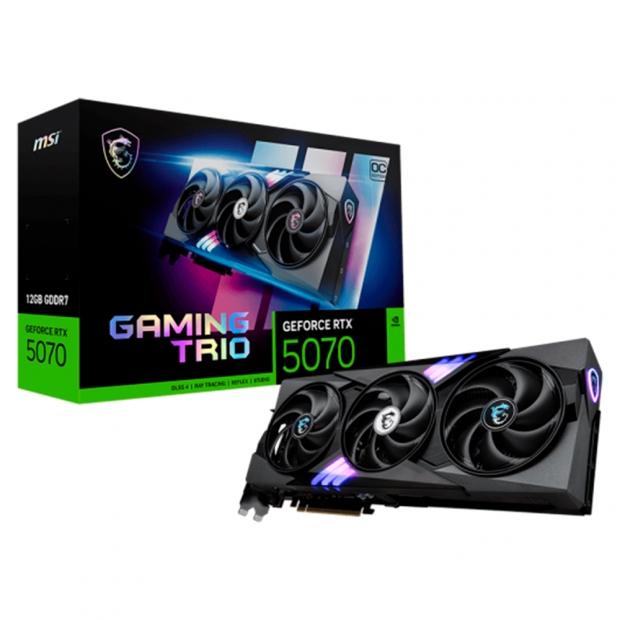 Foto do Produto Placa de Video MSI GeForce RTX5070 GAMING TRIO OC, 12GB GDDR7, 192Bits, 1x HDMI 3x DisplayPort, 912-V532-019 G5070-12GTC 192Bits 2625Mhz, 1xHDMI, 3xDISPLAYPORT