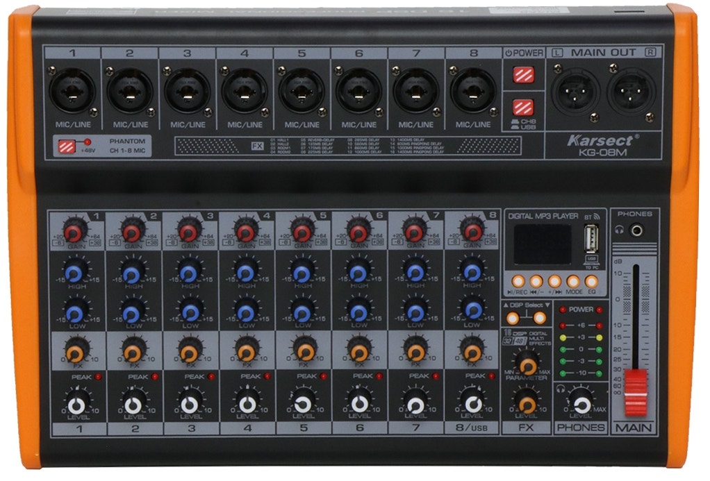 Foto do Produto Mesa de som Karsect Mixer de 8 canais - KG-08M