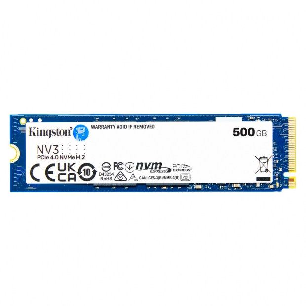 Foto do Produto SSD Kingston NV3, 500GB, M.2 NVMe, Leitura até 5000MB/s, Gravação 3000MB/s, SNV3S/500G