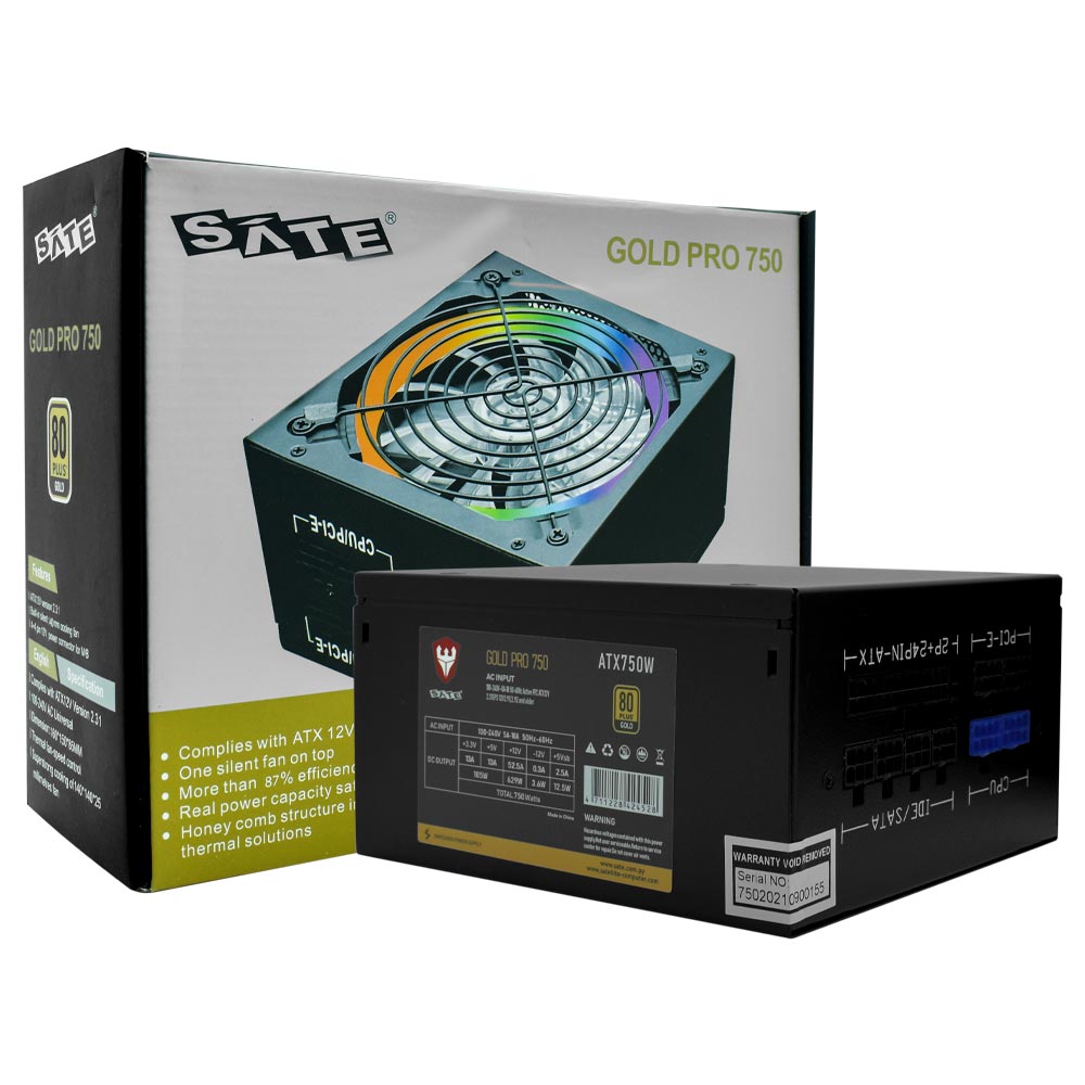 Foto do Produto Fonte de Alimentacao Satellite Gold Pro 750 750W ATX / Modular / 80 Plus Gold