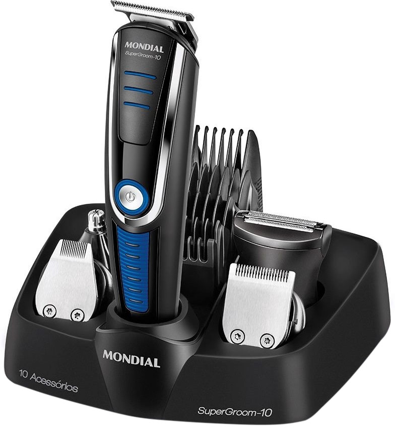 Foto do Produto Cortador de Cabelo Mondial SuperGroom-10 BG-03 2V - Preto/Azul