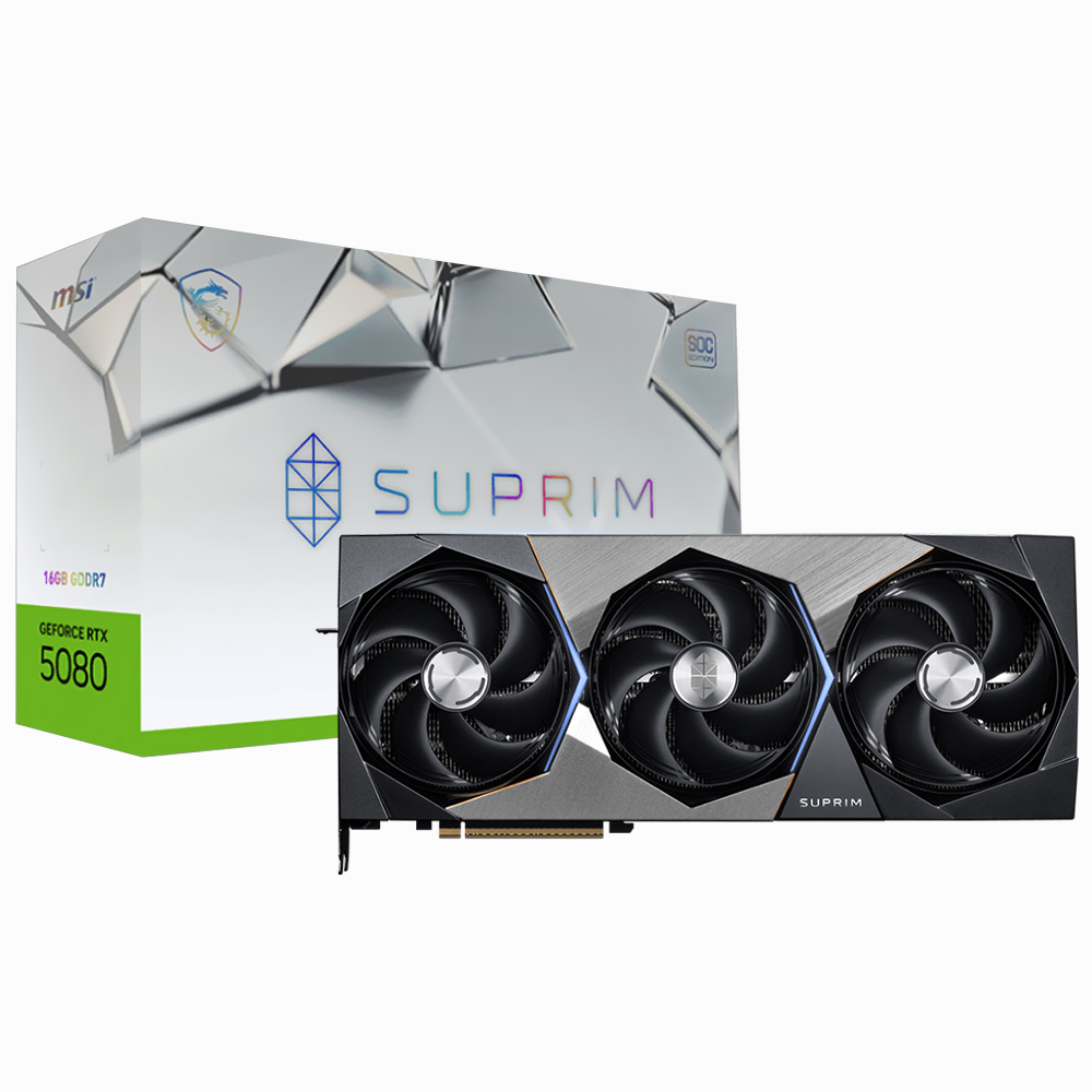 Foto do Produto Placa de Video MSI Suprim Soc 16GB GeForce RTX5080 GDDR7 - 912-V531-028