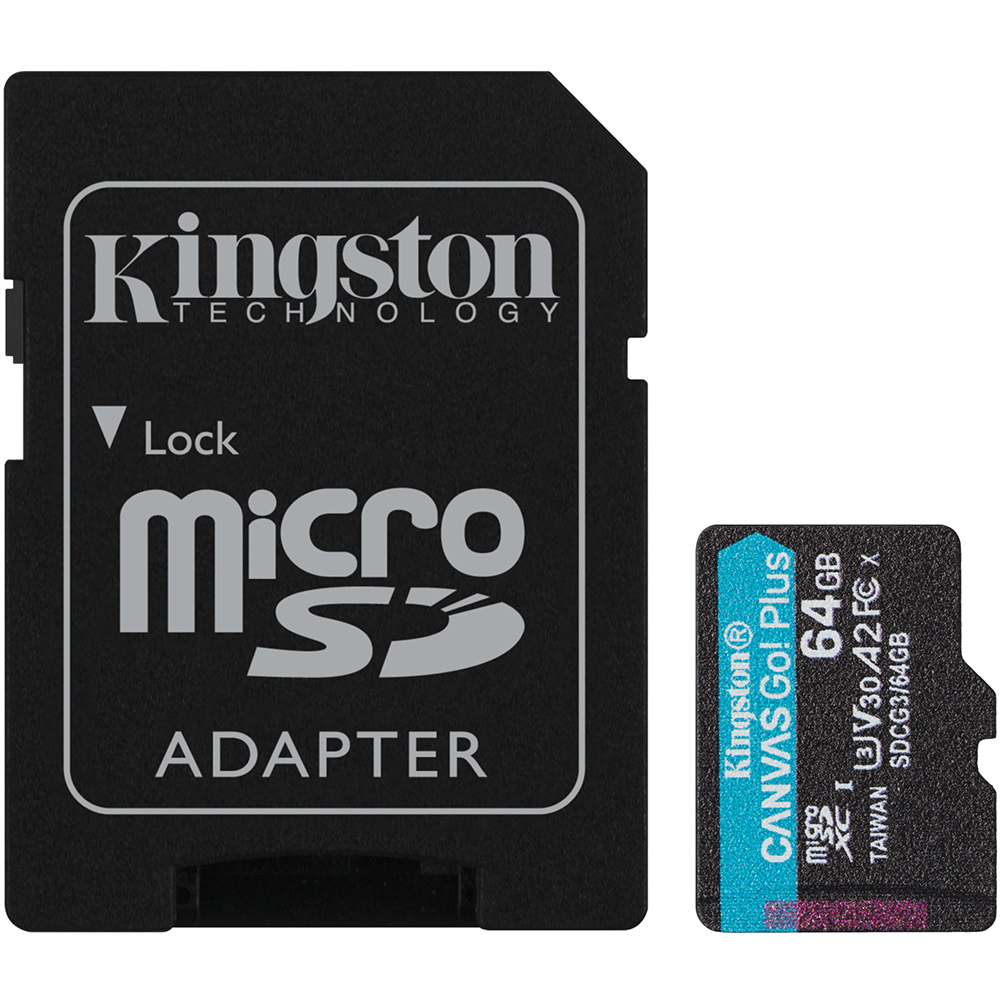 Foto do Produto Cartão de Memória Micro SD Kingston Canvas Plus SDXC 64GB 170 MB/s Class 10 - SDXC/SDCG3