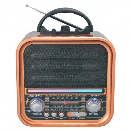 Foto do Produto MEGASTAR RADIO PORTATIL RX720BTG AM/FM/TV/SW DE 4 BANDAS DORADO