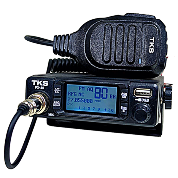 Foto do Produto Radio Amador TKS PX-40 / 80 Canais / AM/FM (Redução Eletrônica de Ruído + Frequencímetro) 8W - Preto