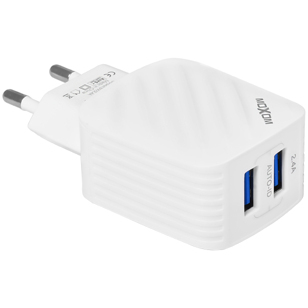 Foto do Produto Carregador / Adaptador de Parede Moxom MX-HC95 / 2 USB-A / 12W - Branco