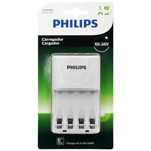 Foto do Produto Carregador de Pilha Philips SCB2440NB/97 Bivolt - Branco