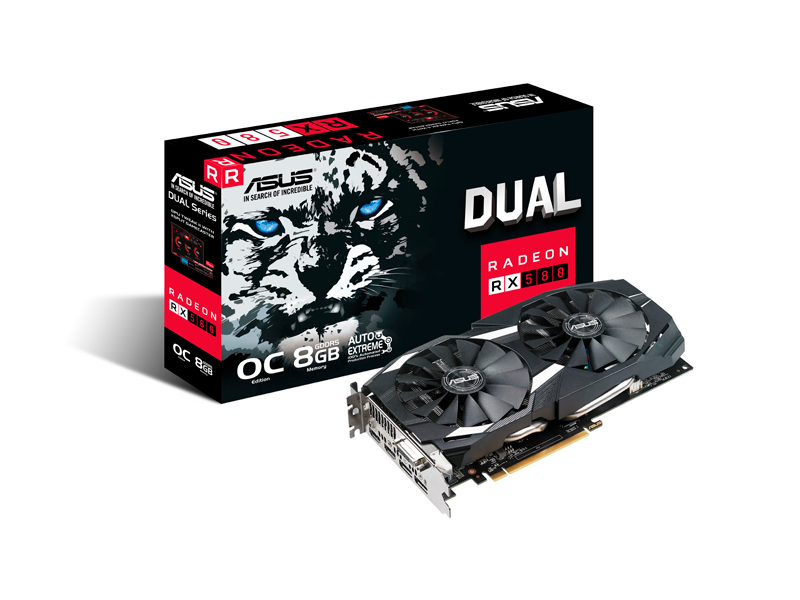 Foto do Produto PLACA DE VIDEO VGA 8GB ASUS RX580 DUAL OC ED GDDR5/DVI/HDMI/DP 90YV0AQ1-M0NA00