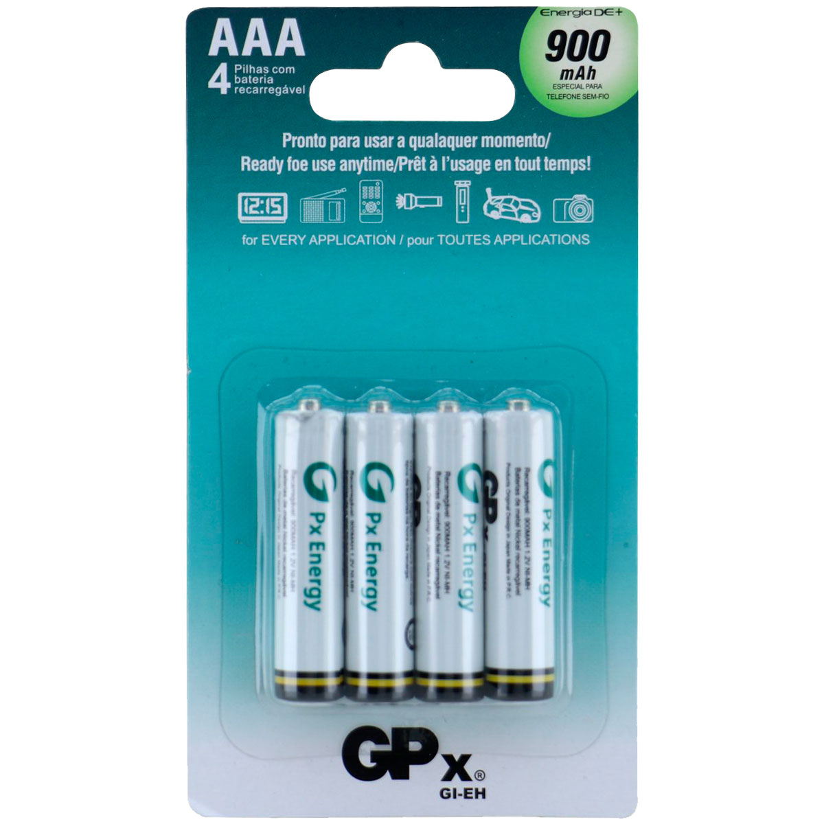 Foto do Produto Pilha Recarregável GPX - AAA - 900mAh - 4 Unidades