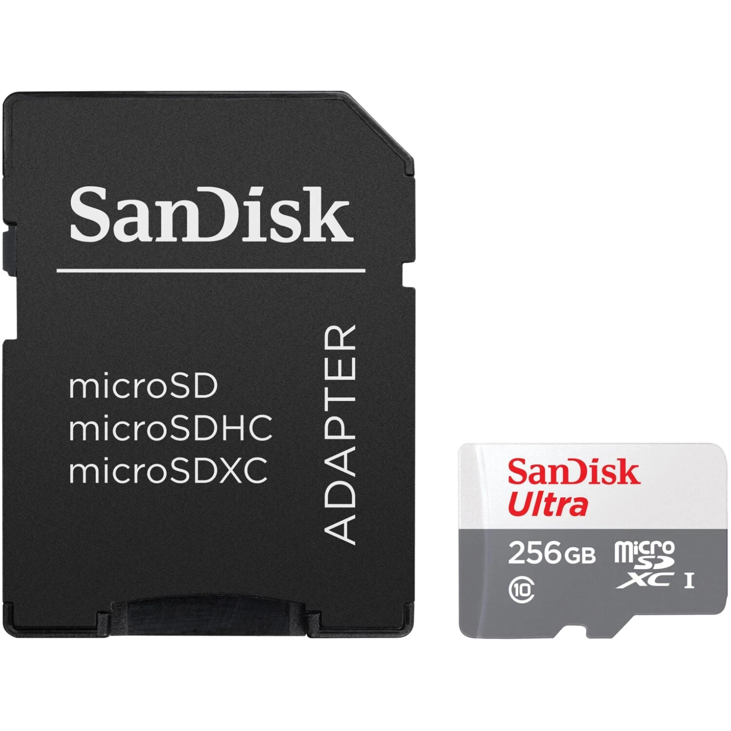 Foto do Produto Cartão de Memória Sandisk Ultra SDSQUNR-256G-GN6TA - 256GB - Micro SD com Adaptador - 100Mb/s