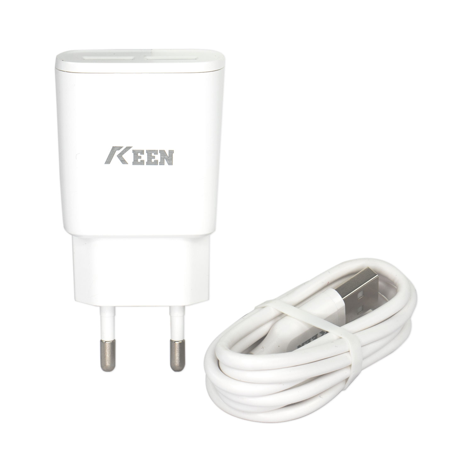 Foto do Produto Fonte Carregador Keen KC-01 5G - 2x USB - Com Cabo Lightning - Branco