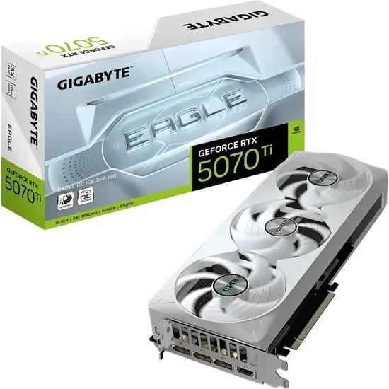 Foto do Produto Placa de Vídeo Gigabyte GeForce RTX5070TI Eagle OC Ice SFF 16GB GDDR7 PCI-Express