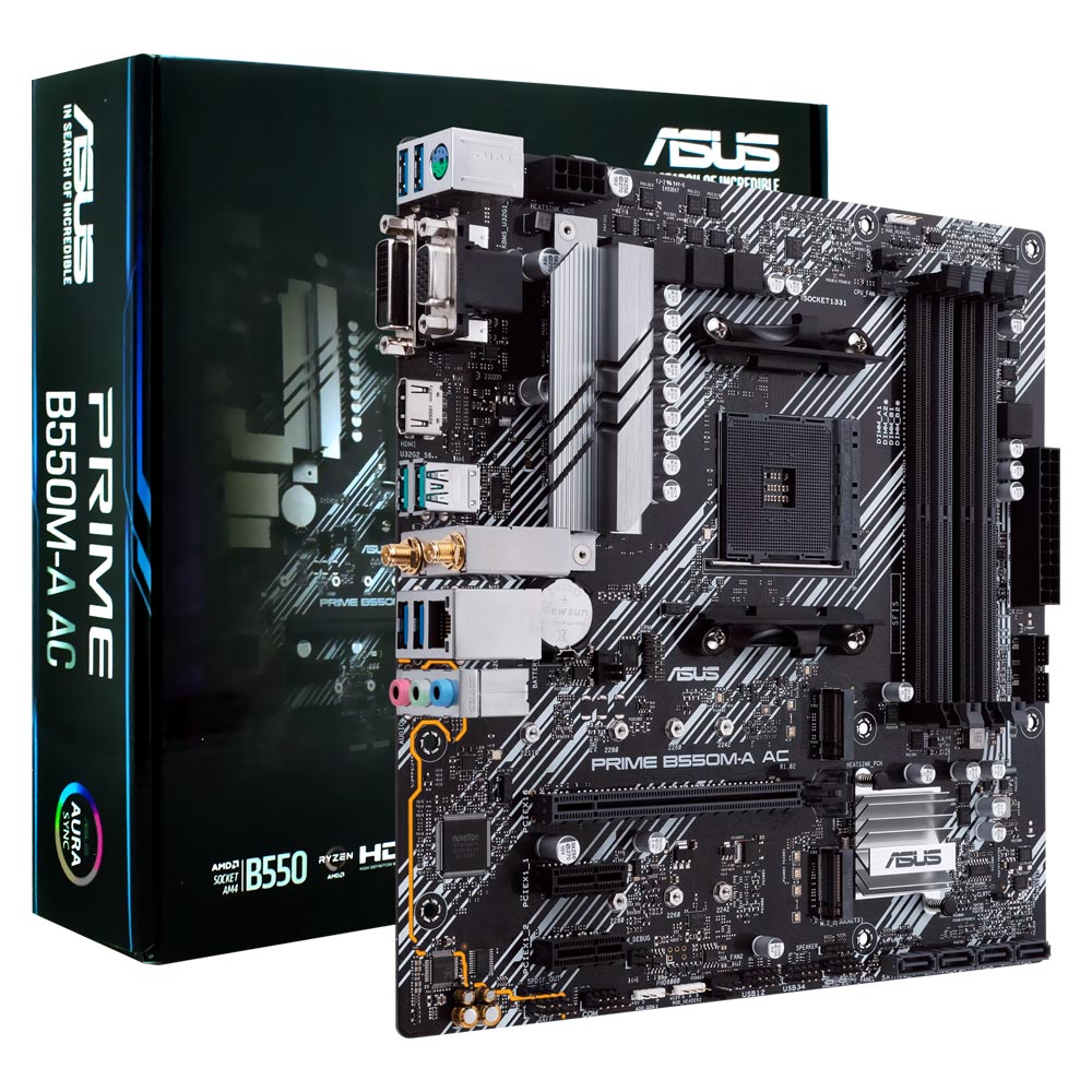 Foto do Produto Placa Mae ASUS Prime B550M-A AC Socket AM4 / VGA / DDR4