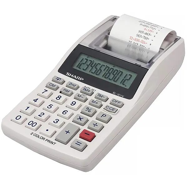 Foto do Produto Calculadora com Impressora Sharp EL-1611V a Pilha - Branca