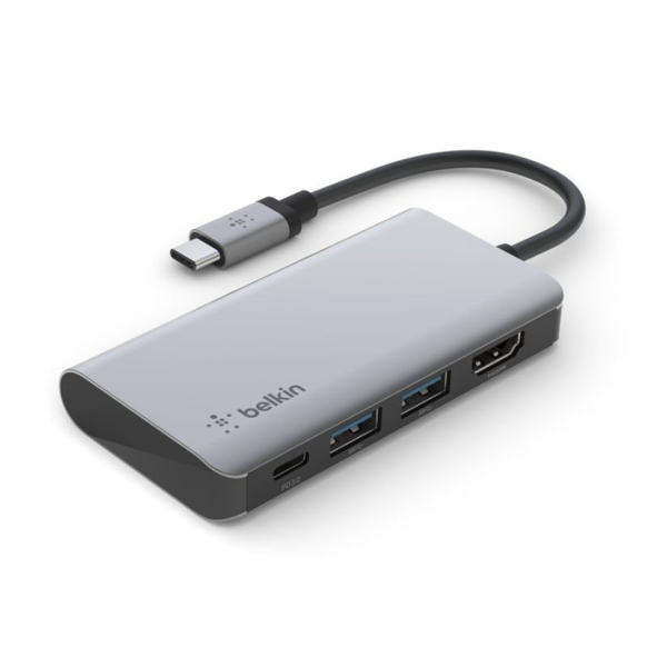 Foto do Produto Adaptador Hub Multiporta Belkin 4 Em 1 AVC006BTSGY / USB-C / 100W - Grey