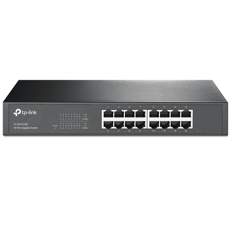 Foto do Produto TP-LINK HUB SWITCH 16P TL-SG1016D 10/100/1000 RACKMOUNT
