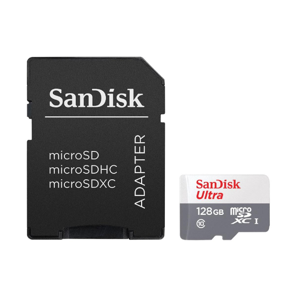 Foto do Produto Cartão de Memória Micro SD SanDisk Ultra 128GB Classe 10 100mb/s