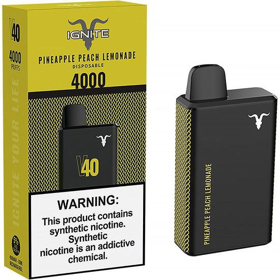 Foto do Produto Vaper Descartável Ignite V40 Pineapple Peach Lemonade 4000 Puffs