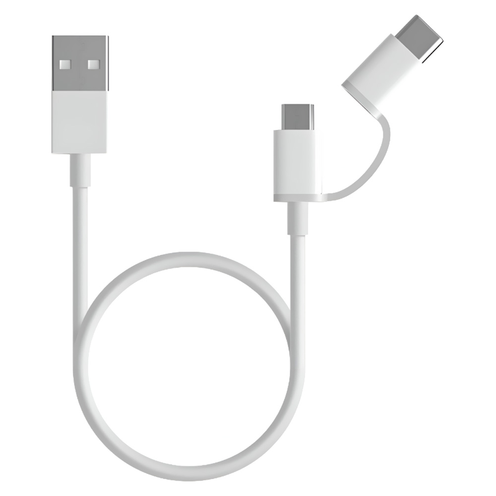 Foto do Produto Cabo Xiaomi SJX01ZM 2 In 1 USB-C A Micro USB / USB Macho 30CM - Branco