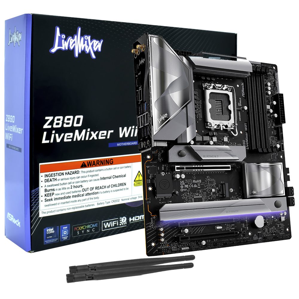 Foto do Produto Placa Mae ASRock Z890 Livemixer Wi-Fi Socket LGA 1851 / DDR5
