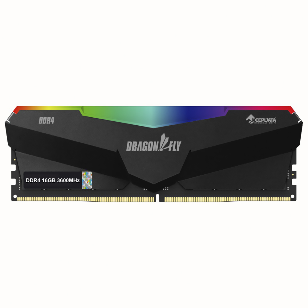 Foto do Produto Memoria RAM Keepdata Dragonfly DDR4 16GB 3600MHz RGB - Preto (KDHRGB36C18B/16G)