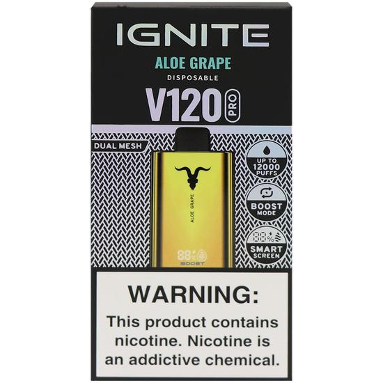 Foto do Produto Vaper Descartável Ignite V120 Pro Gold Aloe Grape 12000 Puffs