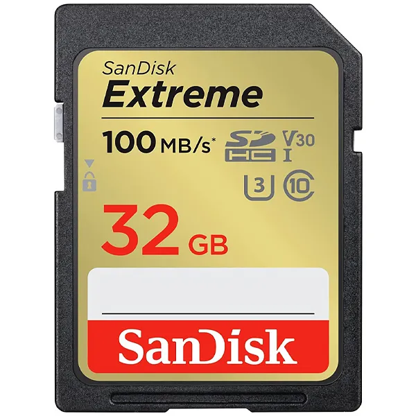 Foto do Produto Cartão de Memória SD de 32GB SanDisk Extreme SDSDXVT-032G-GNCIN - Preto