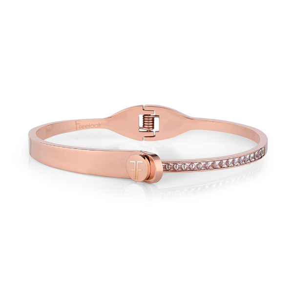 Foto do Produto Pulseira Feminina Freelook FRJ.3.3004-4 de aço inoxidável - Rosa Ouro