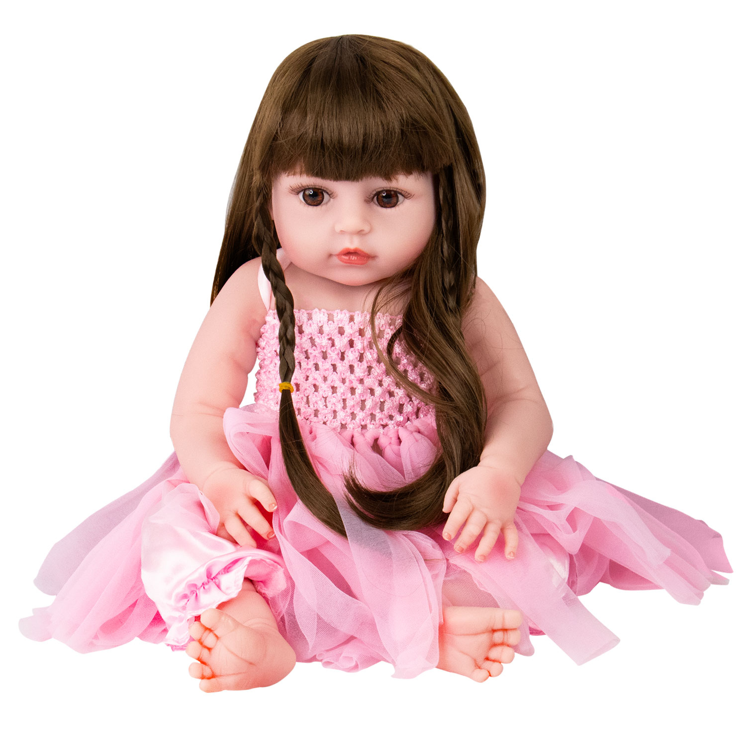Foto do Produto Boneca Baby Reborn V-51 - 48CM - Silicone - Vestido Rosa