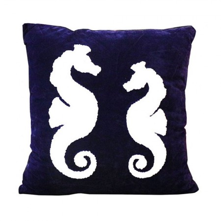 Foto do Produto Capa de Almofada Cavalo Marinho Azul Escuro