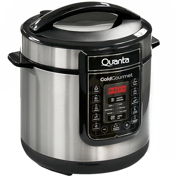 Foto do Produto Panela de Pressão Elétrica Quanta Goldgourmet QTOPE300 1000 watts 6 Litros 220V ~ 60Hz - Prata/Preta