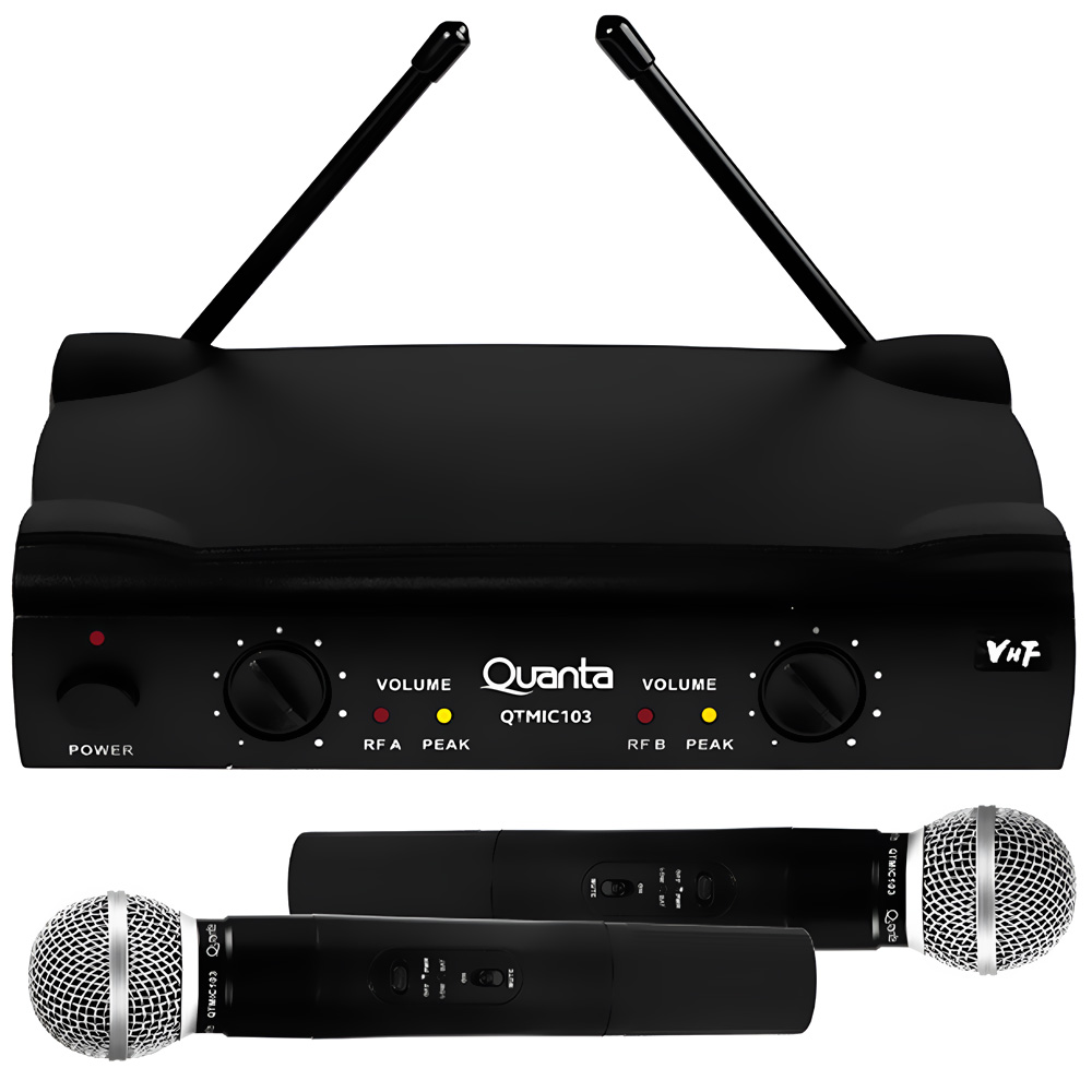 Foto do Produto Microfone Quanta QTMIC103 Sem Fio - Preto
