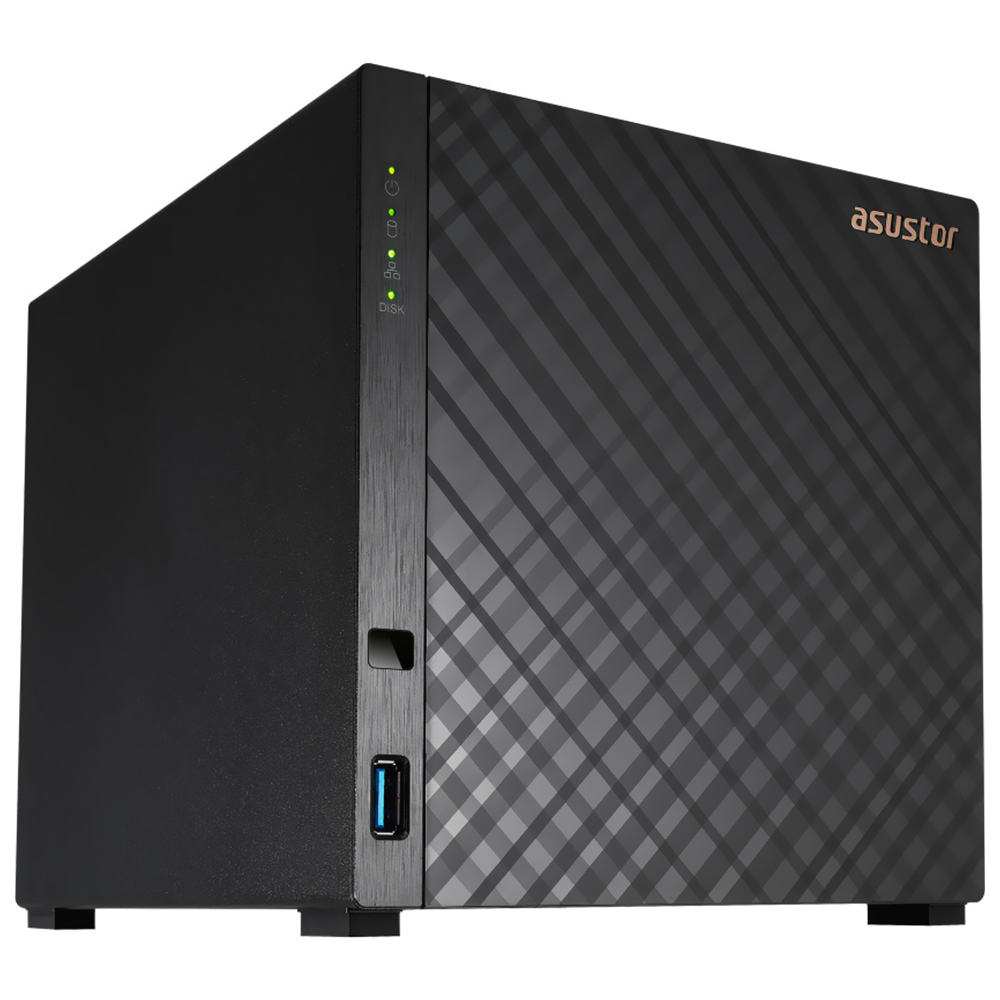 Foto do Produto Servidor Nas Storage Asustor AS1104T Drivestor 4 Realtek RTD1296 de 1.4GHz / 1GB de RAM / 4 Baias / USB / LAN - Preto