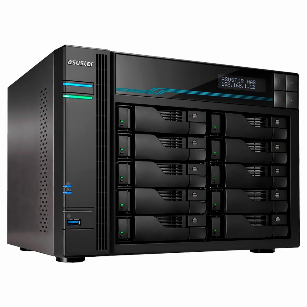 Foto do Produto Servidor Nas Storage Asustor AS6510T Lockerstor10 Intel ATOM C3538 de 2.1GHz / 8GB de RAM / 10 Baias / USB 3.2 / LAN - Preto