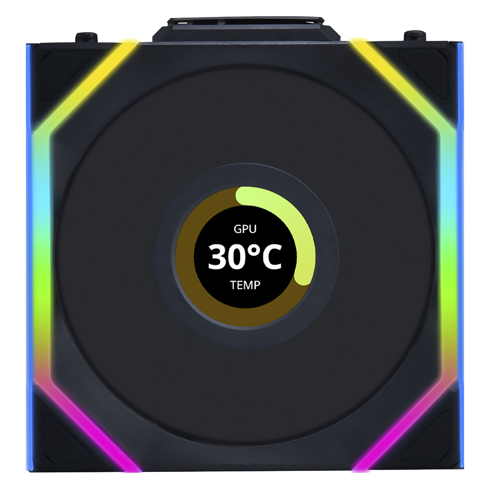 Foto do Produto Cooler para Gabinete Lian Li Uni Fan SL Wireless LCD 120 12X12 LED ARGB - Preto (12SLLCD1W1B)