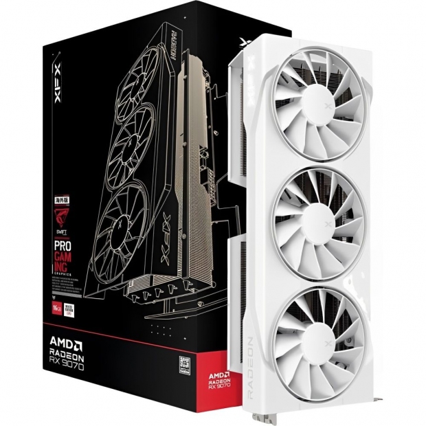Foto do Produto Placa de Vídeo XFX AMD Radeon RX9070 Swift Pro Gaming OC, 16GB GDDR6, 256-bit, RX-97SWFBW9, Branco