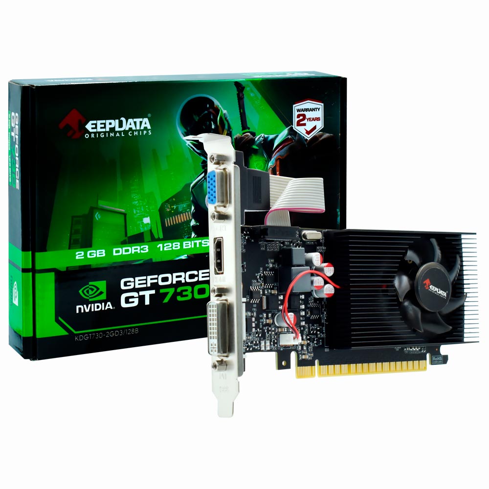Foto do Produto Placa de Video Keepdata 2GB GeForce GT730 DDR3 - LOW PROFILE KDGT730-2GD3/128B