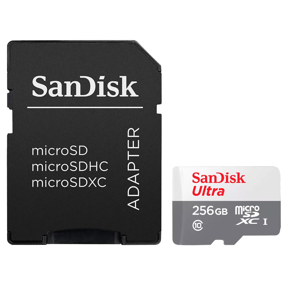 Foto do Produto Cartao de Memoria Micro SD SanDisk Ultra 256GB Class 10 - SDSQUNR-256G-GN6TA