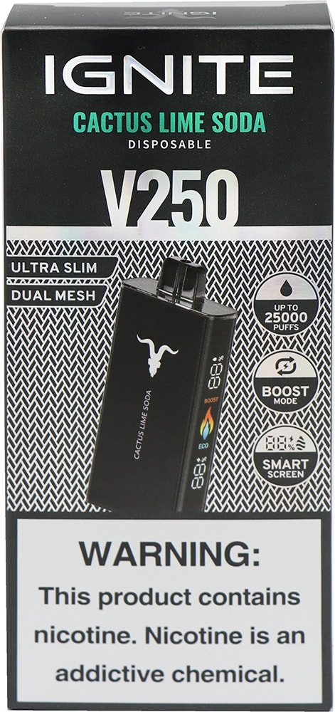 Foto do Produto Vape Descartável Ignite V250 Cactus Lime Soda 25000 Puffs