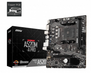 Foto do Produto MB AM4 MSI A520M PRO HDMI/DVI