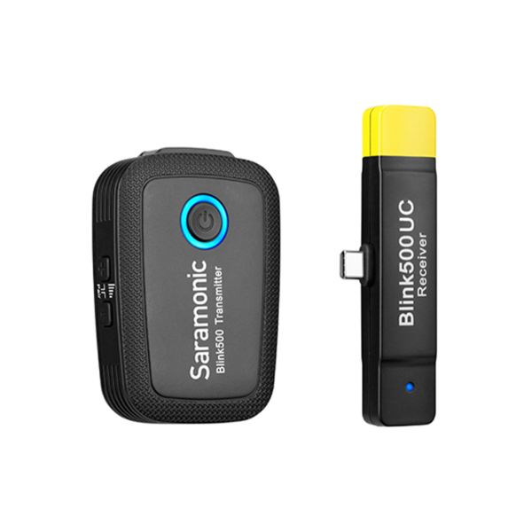 Foto do Produto Sistema de Microfone Sem Fio Ultra Compacto Saramonic BLINK500 B5 USB-C/Lapela (1TX+1RX) - Negro
