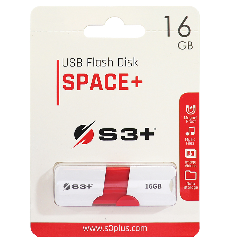 Foto do Produto Pendrive S3+ 16GB Space+ S3PD3003016BK USB
