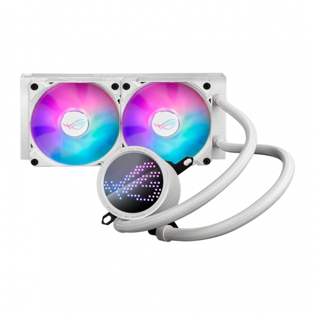 Foto do Produto Water Cooler CPU Asus Rog Ryuo III 240 ARGB Liquid 90RC00I2-M0UAY0, Branco, 240MM, Led Anime Matrix, Intel 115X/1200/1700/1851, AMD AM4/AM5