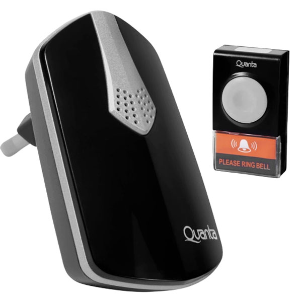 Foto do Produto Campainha Sem Fio Quanta QTCWE05i / 38 Melodias / 150M / Bivolt - Preto/Prata